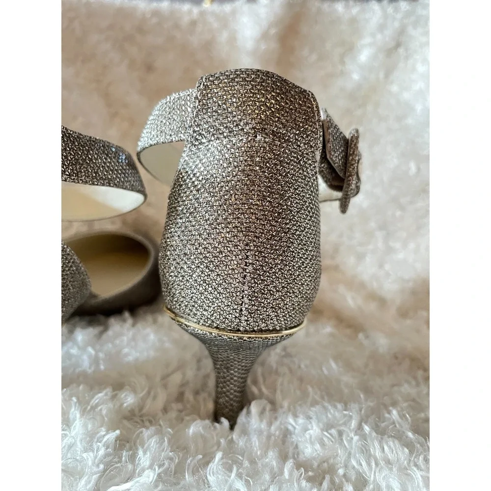 ANNE KLEIN Sparkly Gold embellished ankle strap Formal Size 8